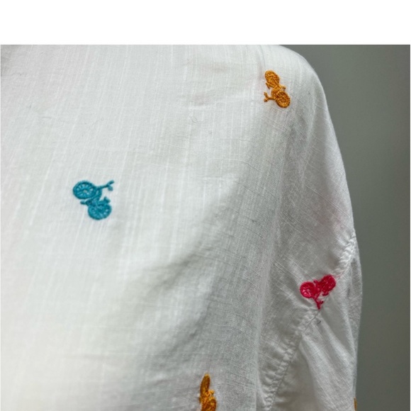 LOFT Cotton Embroidered Button Down Shirt Size Small - Picture 9 of 15